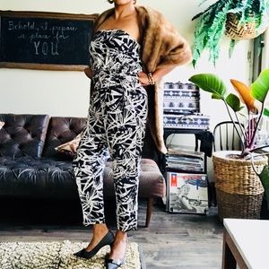 Strapless Romper Palm Print